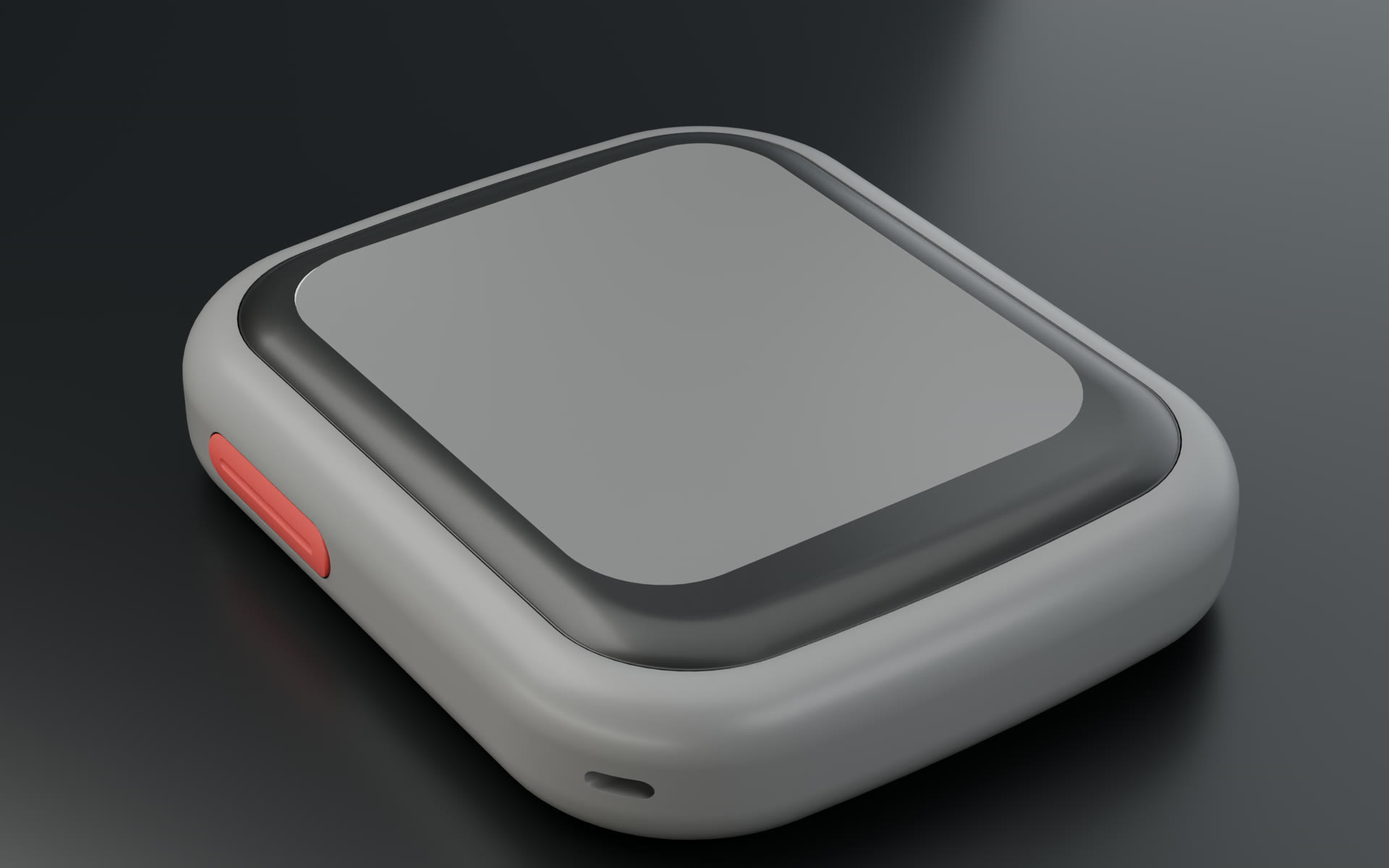 Moulded enclosure with a red button rendered from its STEP assembly